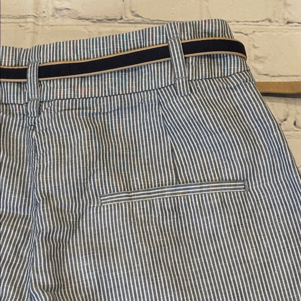 Zara Basic Linen Blend Pinstripe Trouser